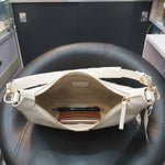 The Pearl Croc Crescent Shoulder Bag | Ivory & Gold