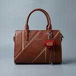 The Geo-Panel Structured Satchel | Chestnut & Tan