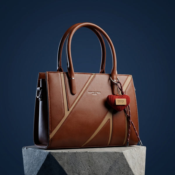 The Geo-Panel Structured Satchel | Chestnut & Tan