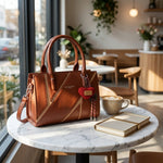 The Geo-Panel Structured Satchel | Chestnut & Tan
