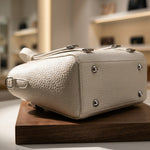 The Minimalist Pebbled Tote | Ivory & Silver