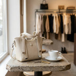 The Minimalist Pebbled Tote | Ivory & Silver