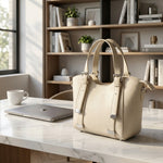 The Minimalist Pebbled Tote | Ivory & Silver