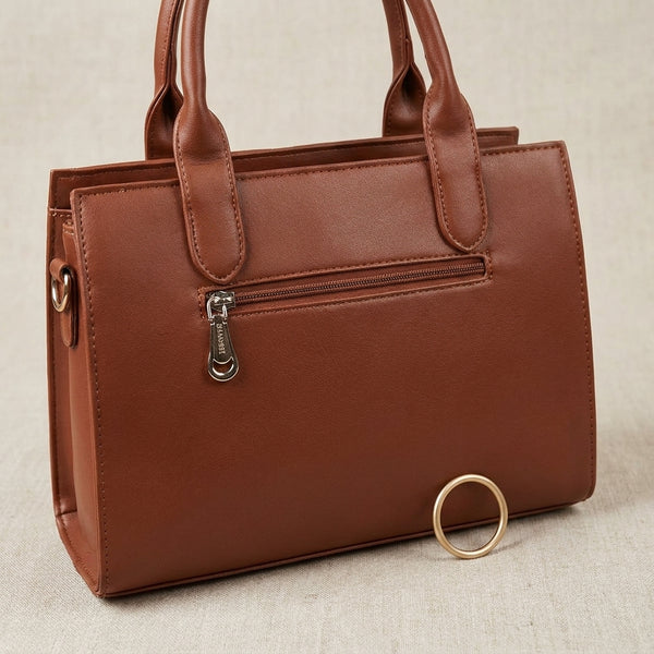 The Geo-Panel Structured Satchel | Chestnut & Tan hover