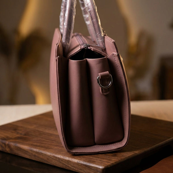 The Amour Box Satchel | Dusty Mauve & Silver hover