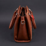 The Geo-Panel Structured Satchel | Chestnut & Tan
