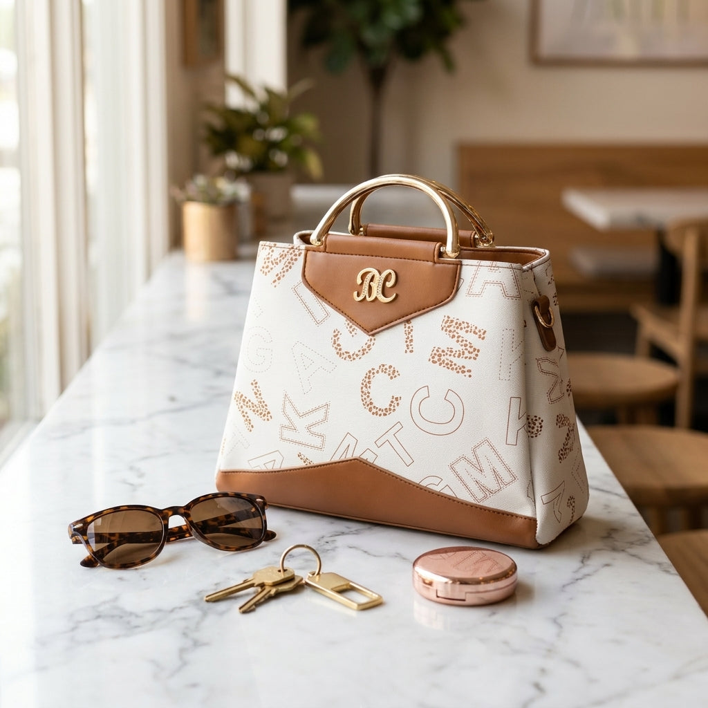 The Heritage Monogram Satchel | Ivory & Caramel