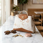 The Heritage Monogram Satchel | Ivory & Caramel