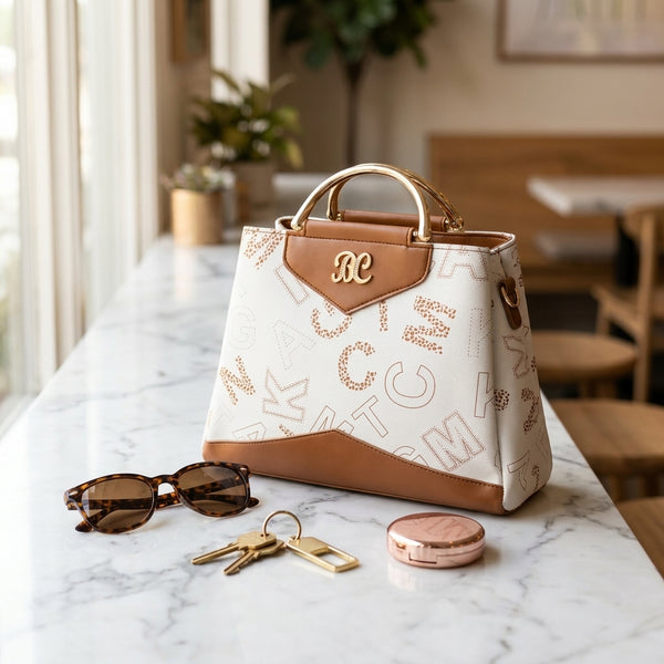 The Heritage Monogram Satchel | Ivory & Caramel hover